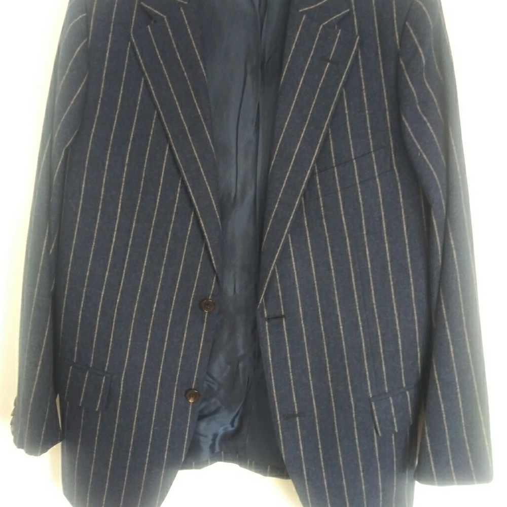 Hugo Boss Blue Pin-Striped Men's Wool Suit
